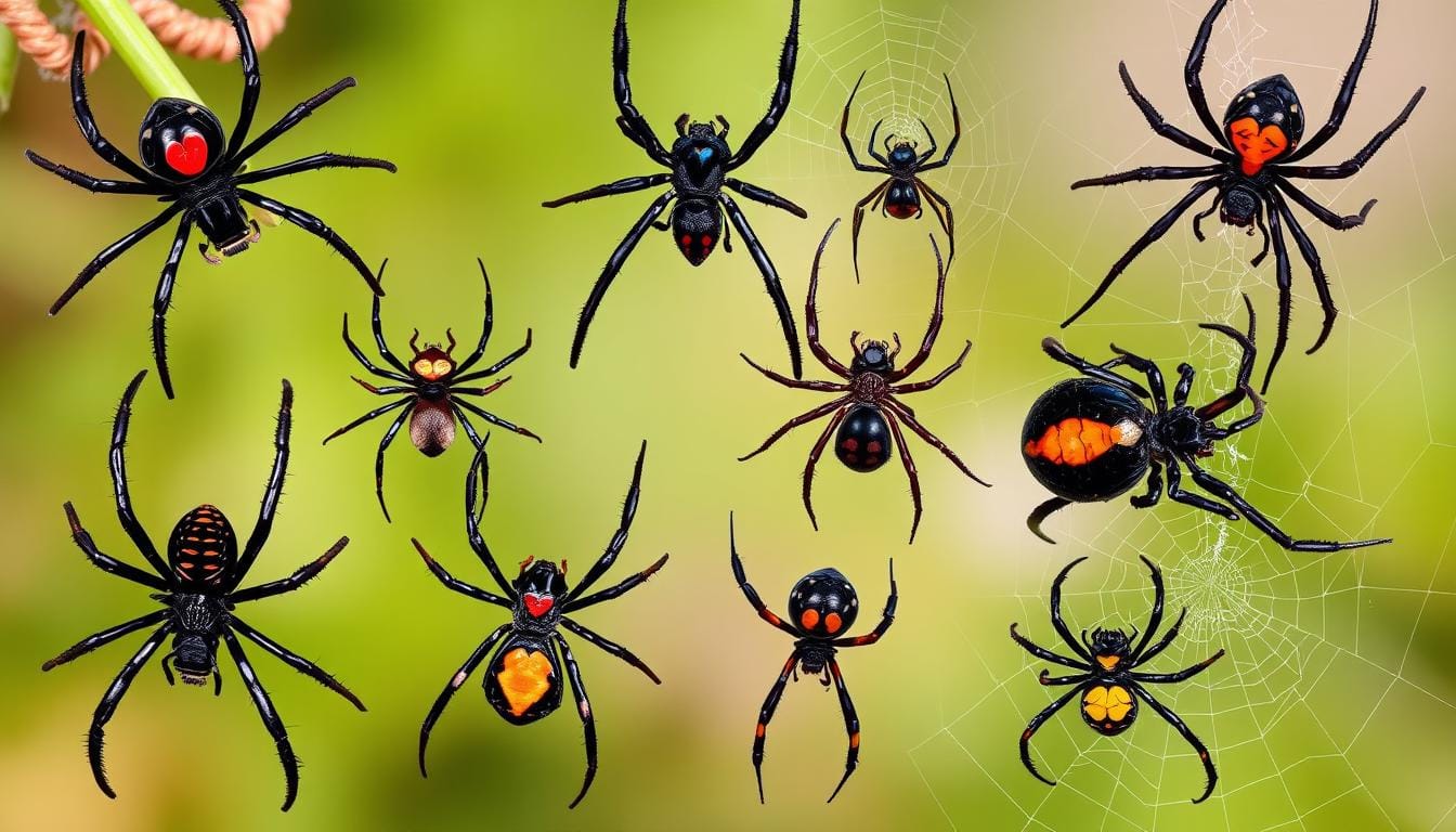 types of black widow spiders